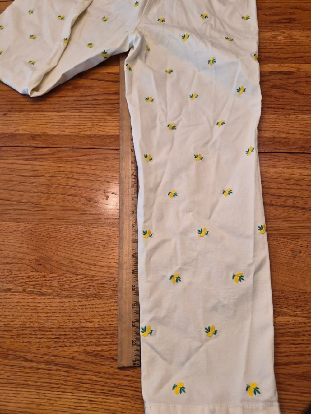 Talbots Womens Relaxed Chino Lemon-Print Pants Size 10 Cotton White/Yellow Lemon - Picture 6 of 8